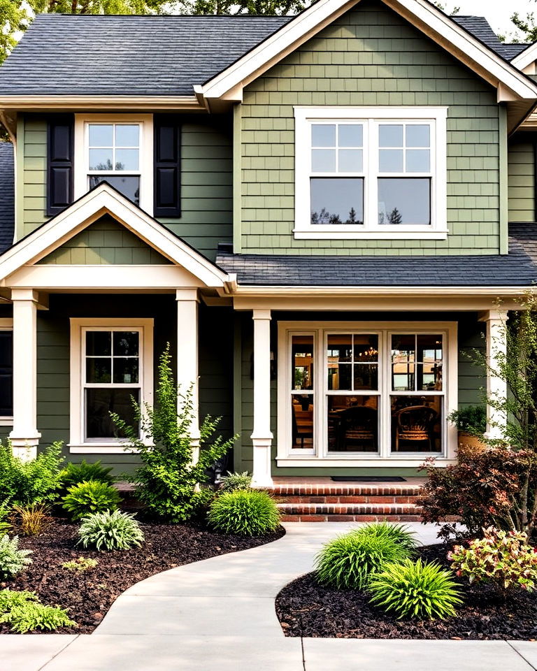 classic olive green siding - 25 House Siding Colors