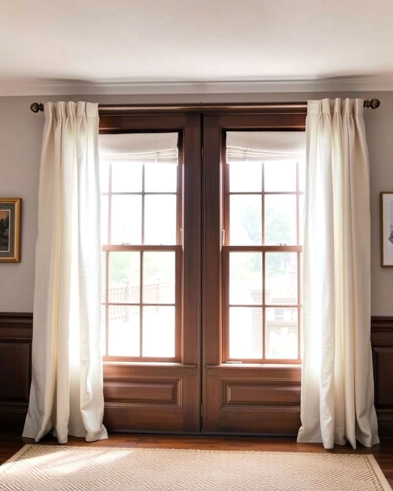classic pleated linen curtains - 40 Farmhouse Window Treatment Ideas