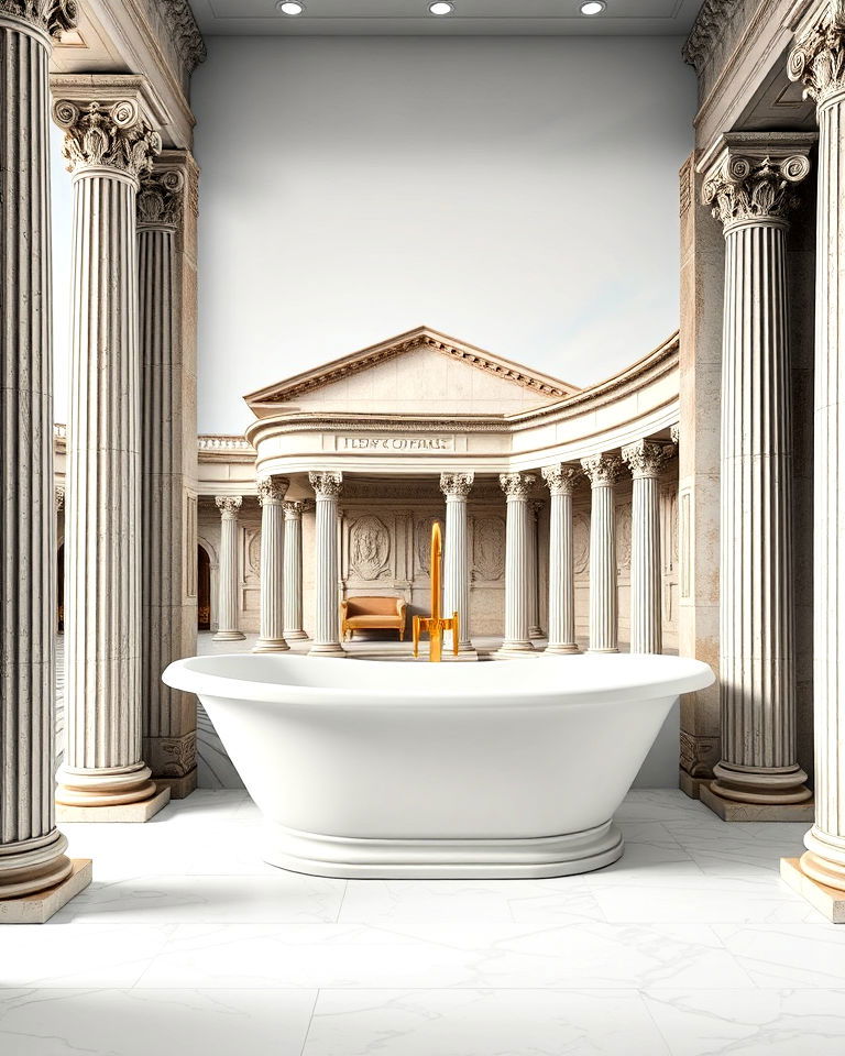 classic roman architecture mural - 30 Bathroom Mural Ideas