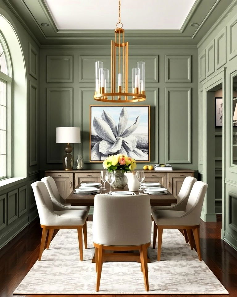 classic sage green paneling - 25 Sage Green Dining Room Ideas