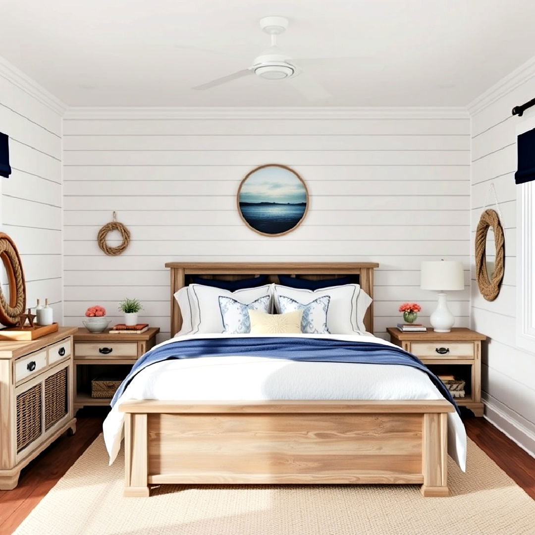 classic shiplap walls for a nautical feel - 40 Ocean-themed Bedroom Ideas