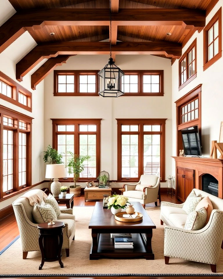 classic stained wood trim - 30 Craftsman Living Room Ideas