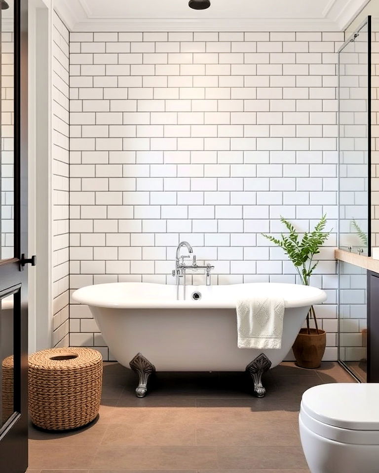 classic subway tile backsplash design - 20 Traditional Bathroom Ideas