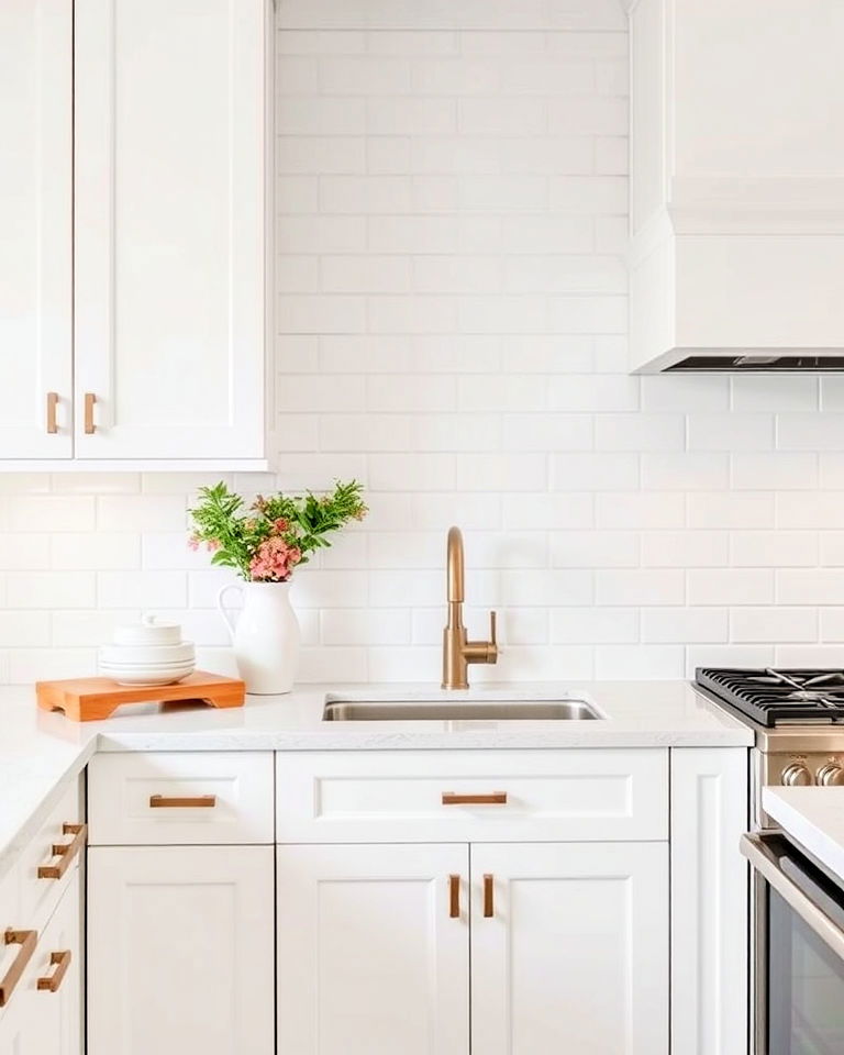 classic subway tiles backsplash for white cabinets - 40 Kitchen Backsplash Ideas for White Cabinets