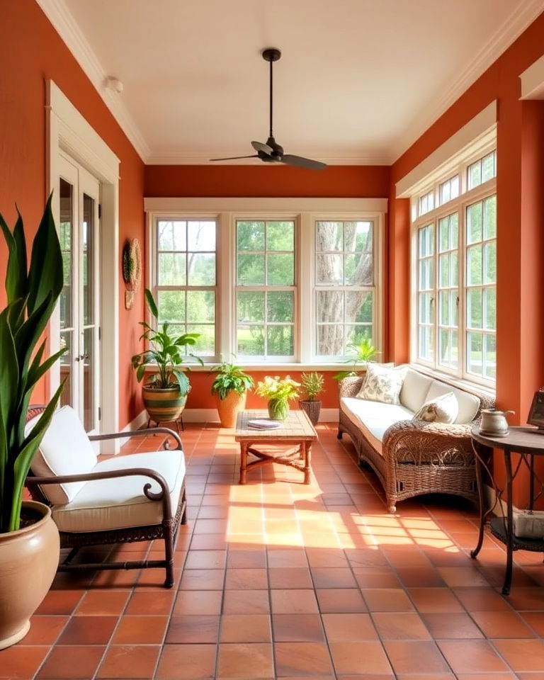 classic terracotta tiles for sunroom - 15 Sunroom Tile Floor Ideas