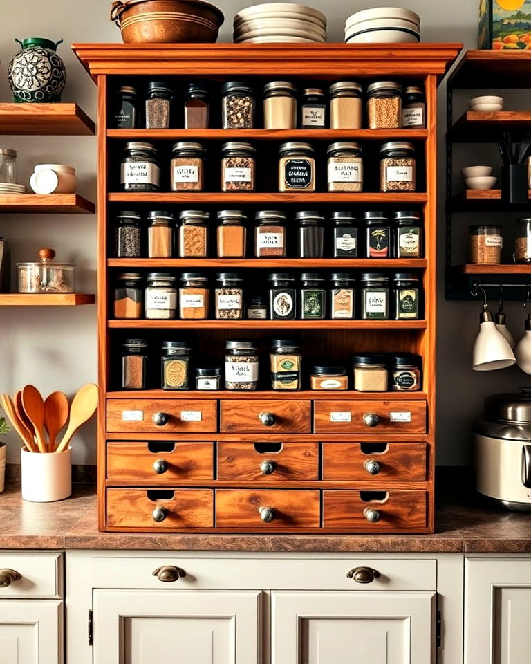 classic vibe apothecary spice rack - 40 Spice Rack Ideas