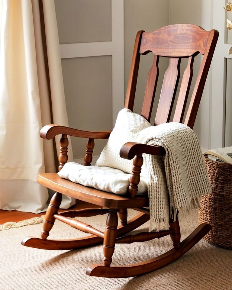classic vintage rocking chair - 15 Farmhouse Nursery Ideas