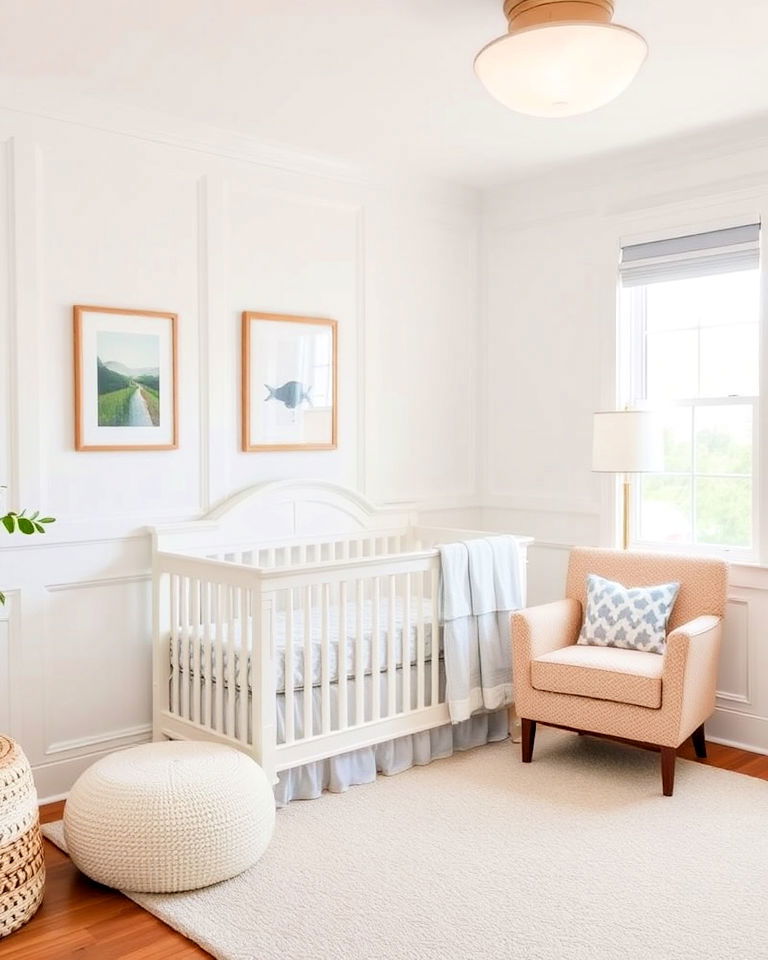 classic white wainscoting for timeless look - 15 Wainscoting Nursery Ideas