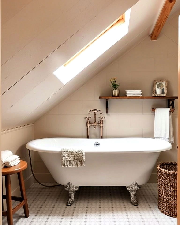 clawfoot tub for attic bathroom - 15 Sloped Ceiling Attic Bathroom Ideas