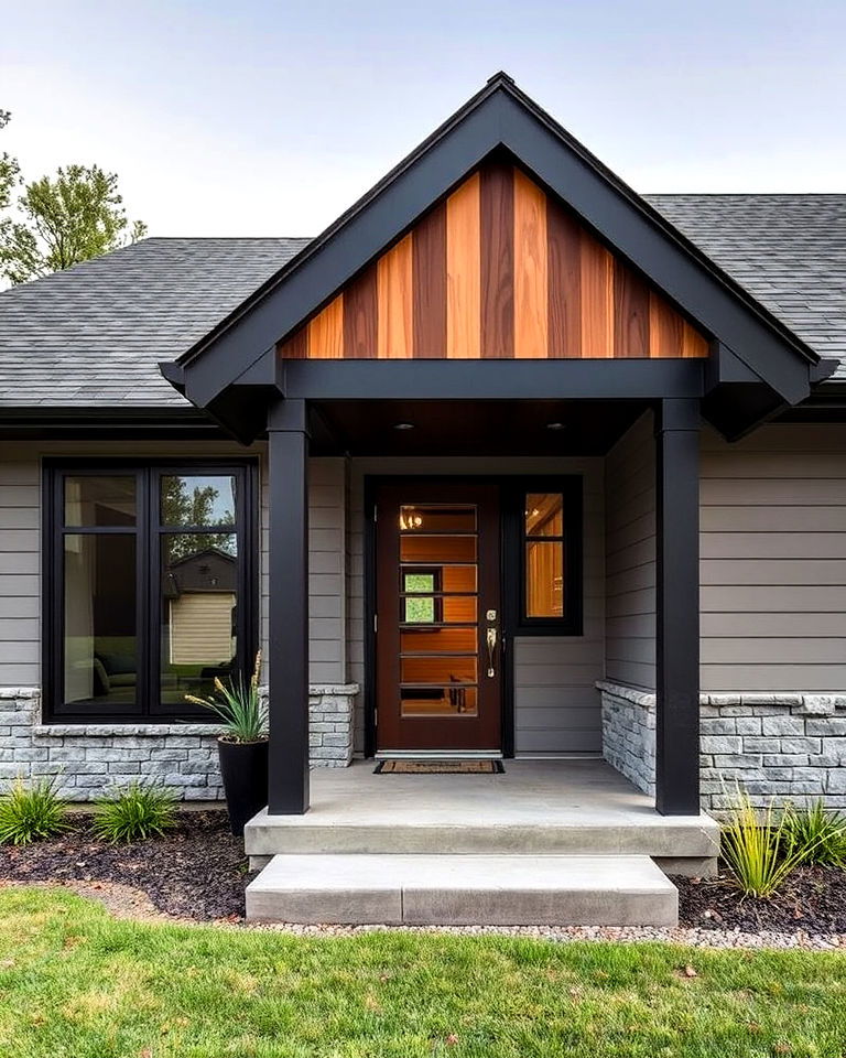 clean aesthetic vertical and horizontal stripes - 30 Transitional Home Exterior Ideas
