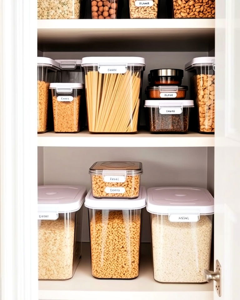clear storage containers for small pantry - 30 Small Pantry Ideas