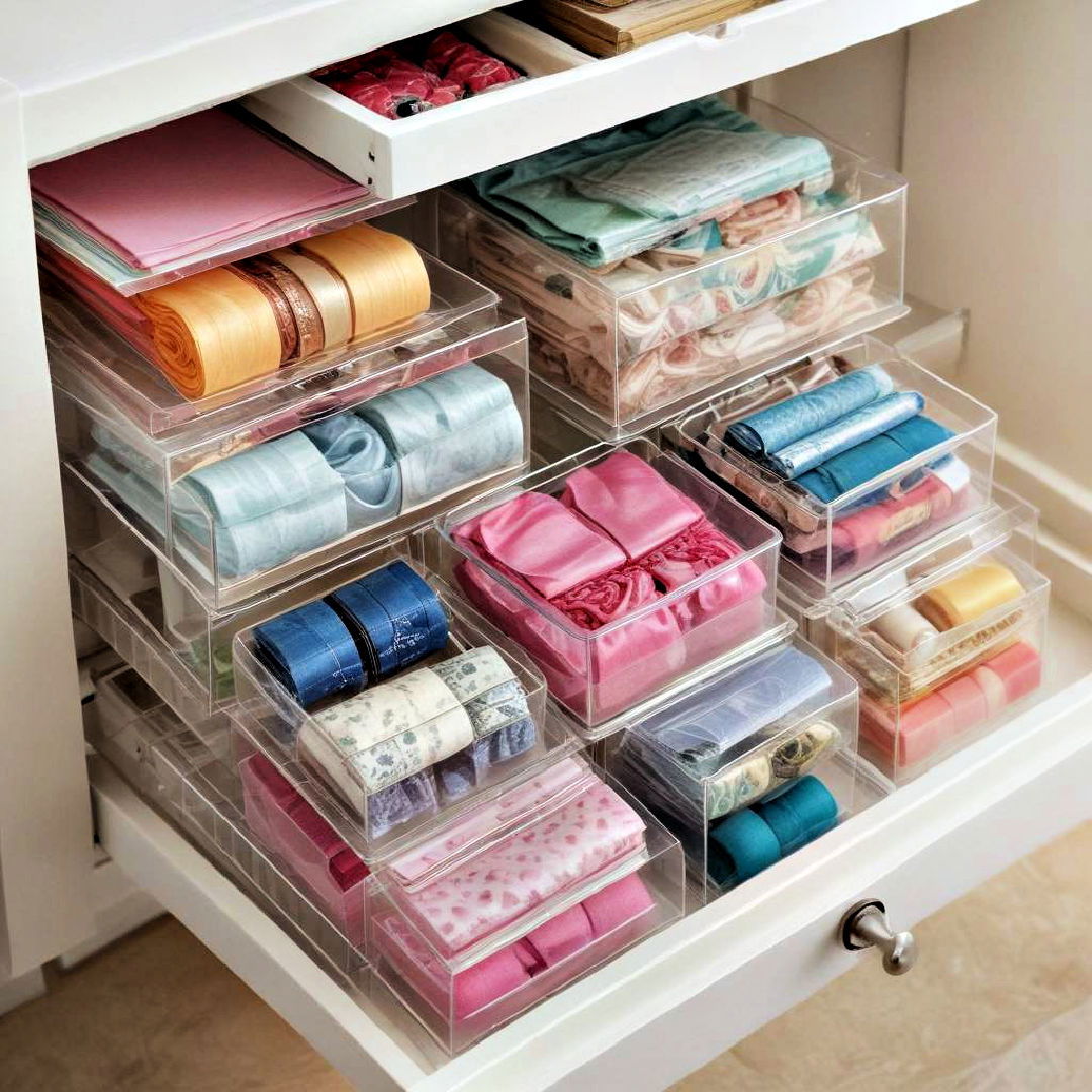 clear storage containers - 15 Sewing Room Ideas