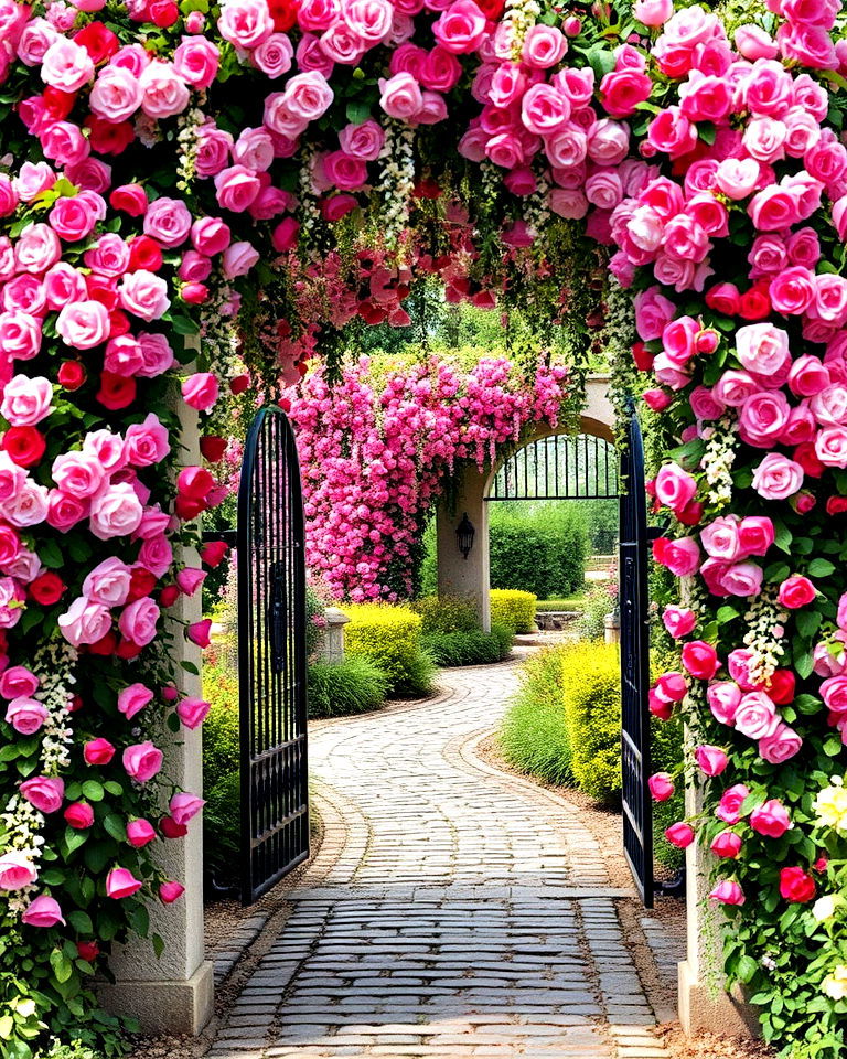 climbing roses with enchanting archway - 20 Fairytale Garden Ideas