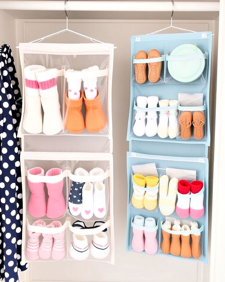 closet with hanging storage for small items - 25 Nursery Closet Ideas