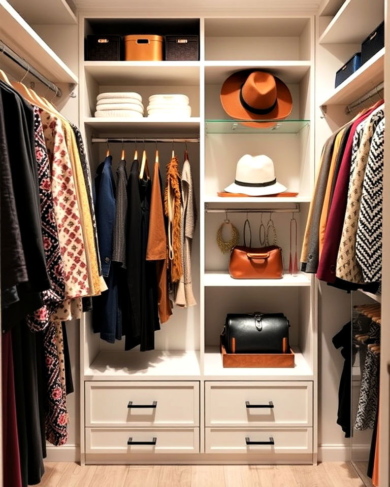 closet with open display section - 30 Open Closet Ideas