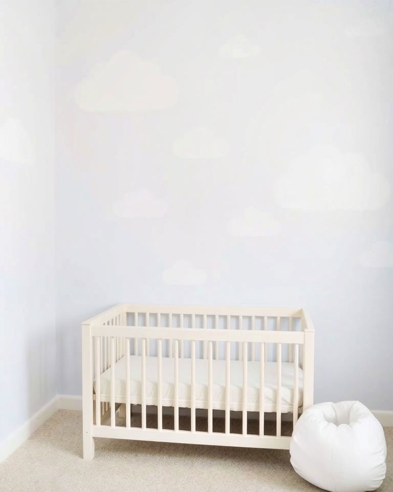 cloud themed accent wall - 30 Kids Room Accent Wall Ideas