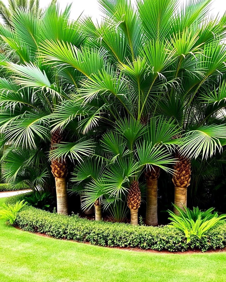 clustered palms for front yard landscape - 30 Front Yard Palm Tree Landscape Design Ideas