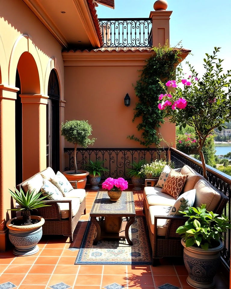 coastal charm with mediterranean inspired balcony - 20 Mansion Balcony Ideas