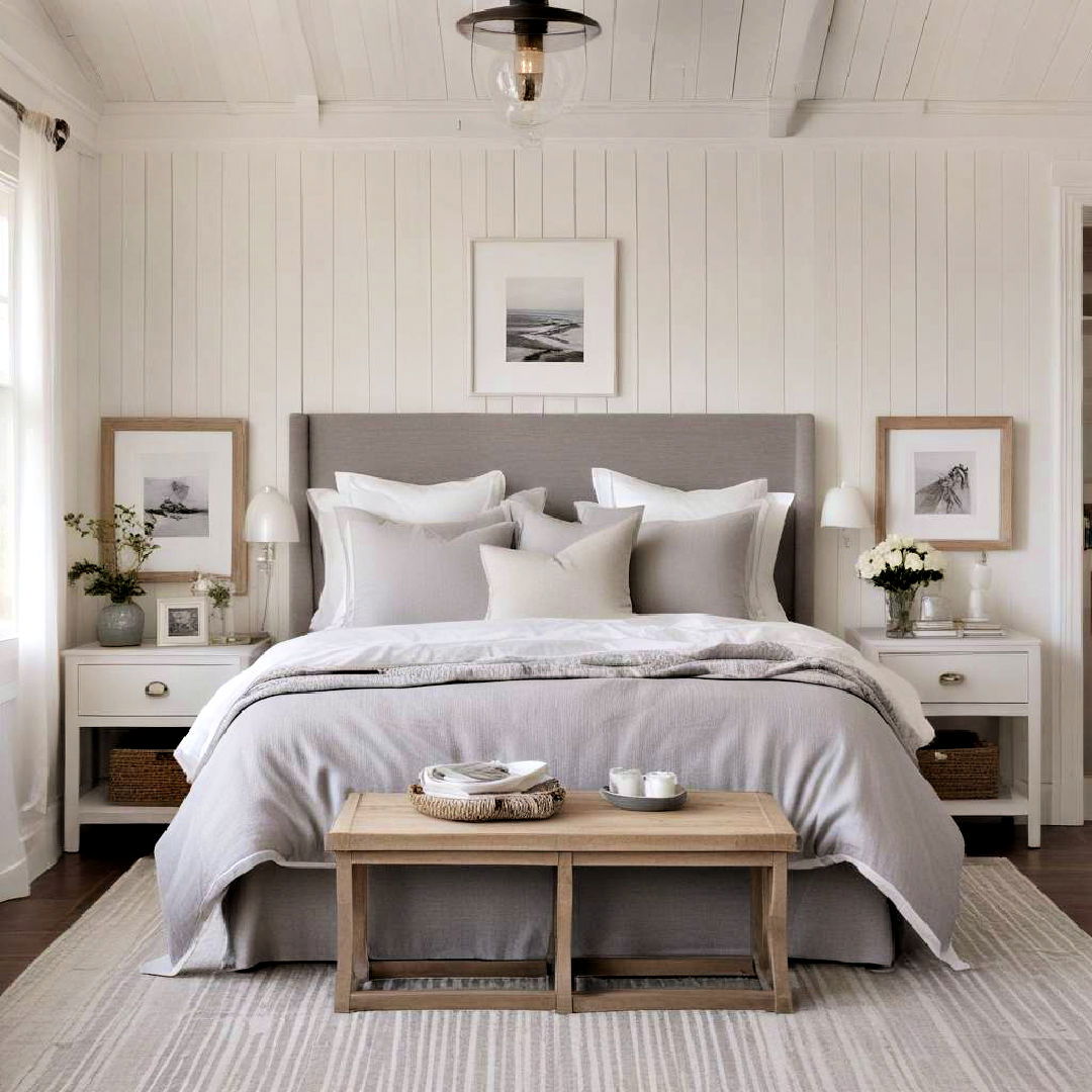 coastal cottage bedroom - 40 Grey and White Bedroom Ideas