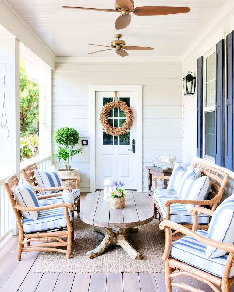 coastal cottage themed covered porch - 40 Covered Porch Ideas