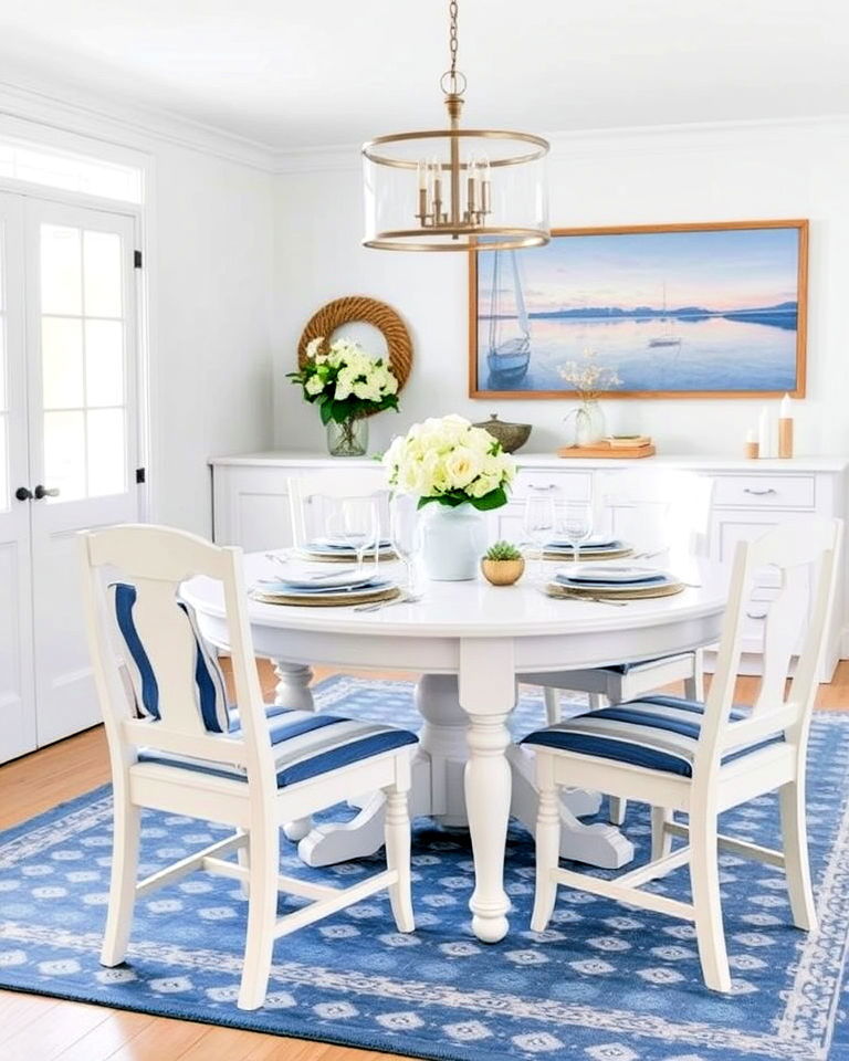 coastal inspired charm for white dining room - 30 White Dining Room Ideas
