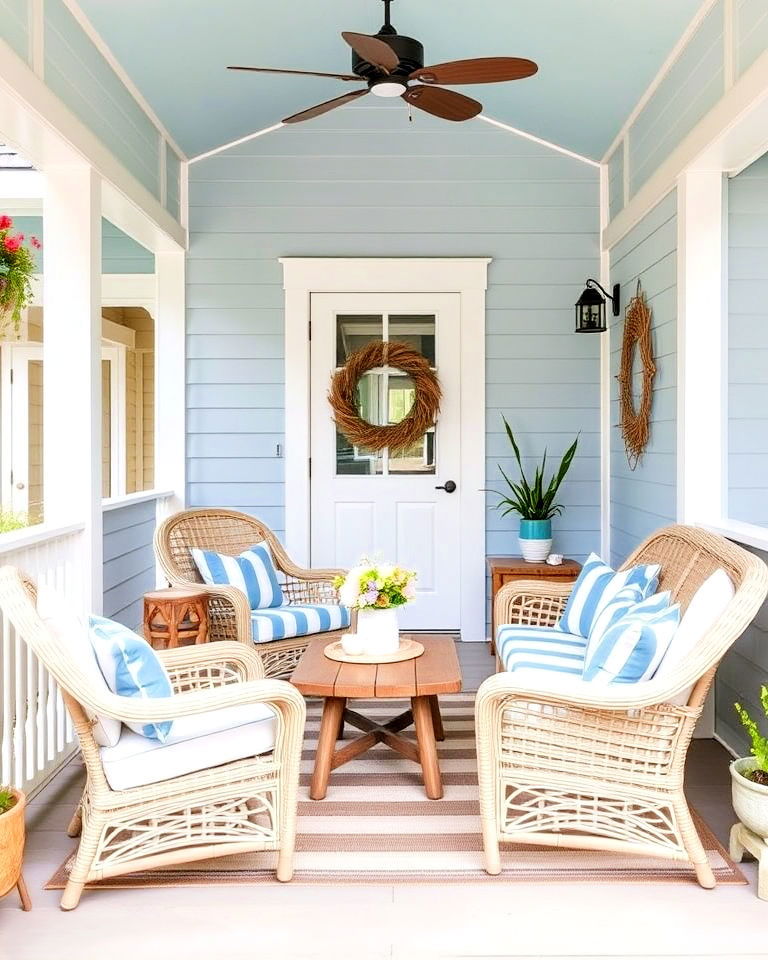 coastal inspired covered porch - 40 Covered Porch Ideas