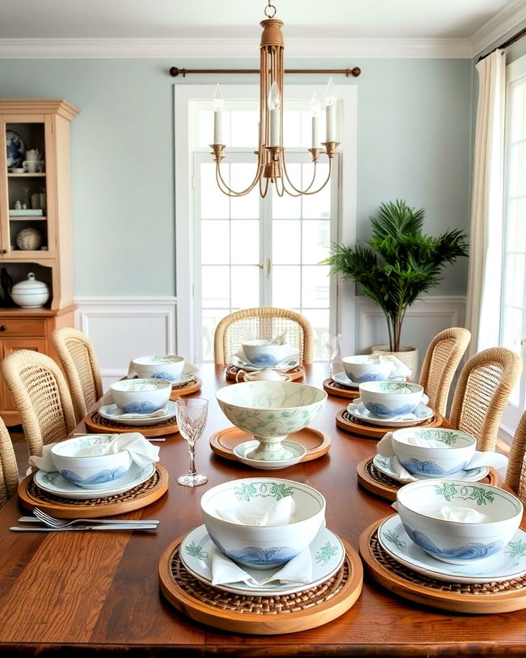 coastal inspired dinnerware ideas - 20 Coastal Dining Room Ideas