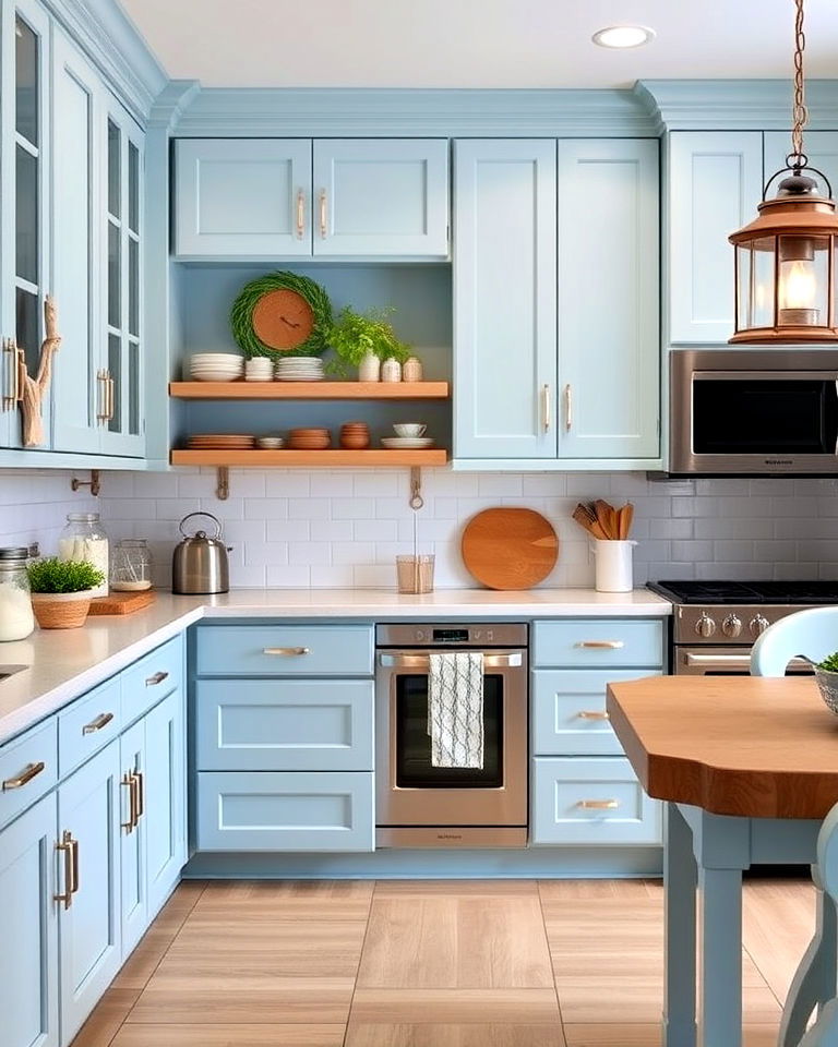 coastal inspired light blue cabinets - 20 Light Blue Kitchen Cabinets Ideas