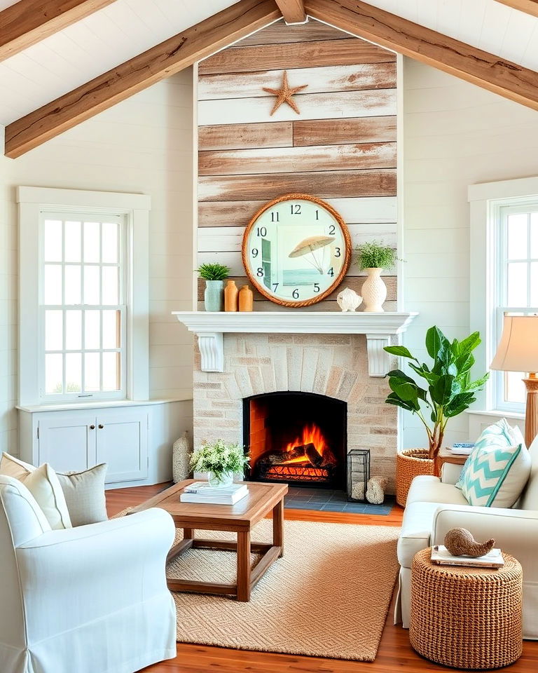 coastal office with fireplace - 15 Home Offices With Fireplaces