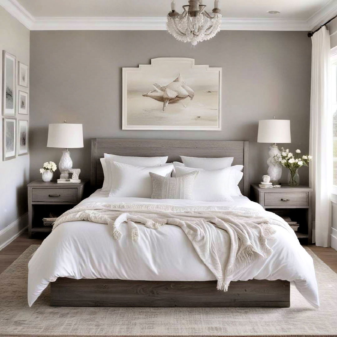 coastal retreat with grey and white hues - 40 Grey and White Bedroom Ideas