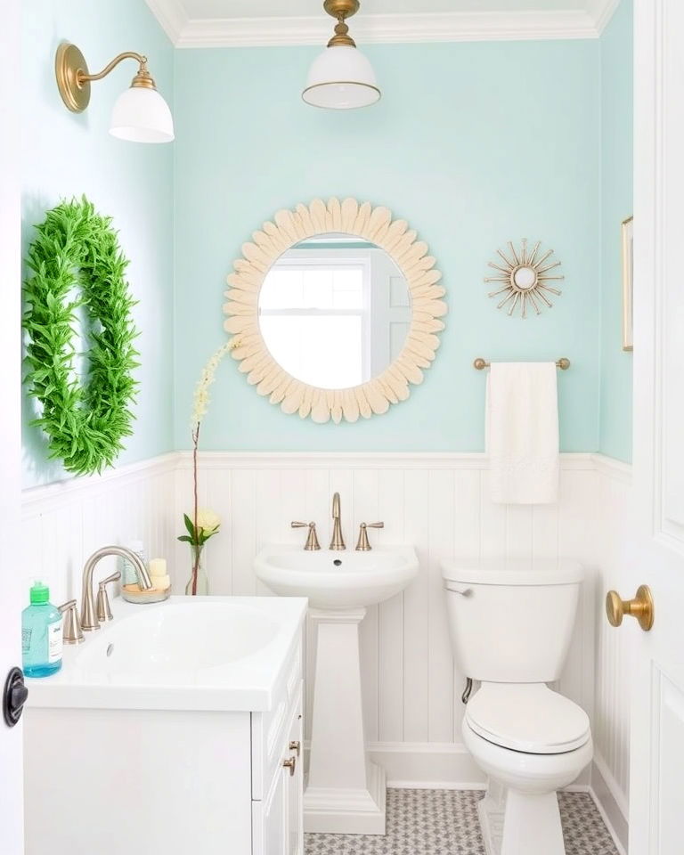 coastal style beadboard powder room wainscoting - 25 Powder Room Wainscoting Ideas