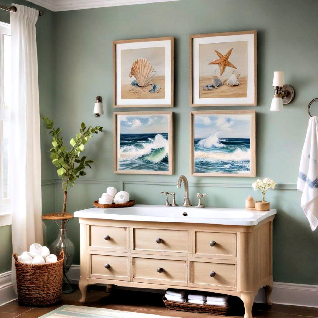 coastal themed art idea - 25 Bathroom Art Ideas