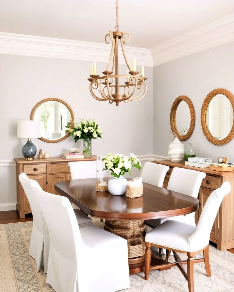 coastal vibe nautical rope details - 20 Coastal Dining Room Ideas