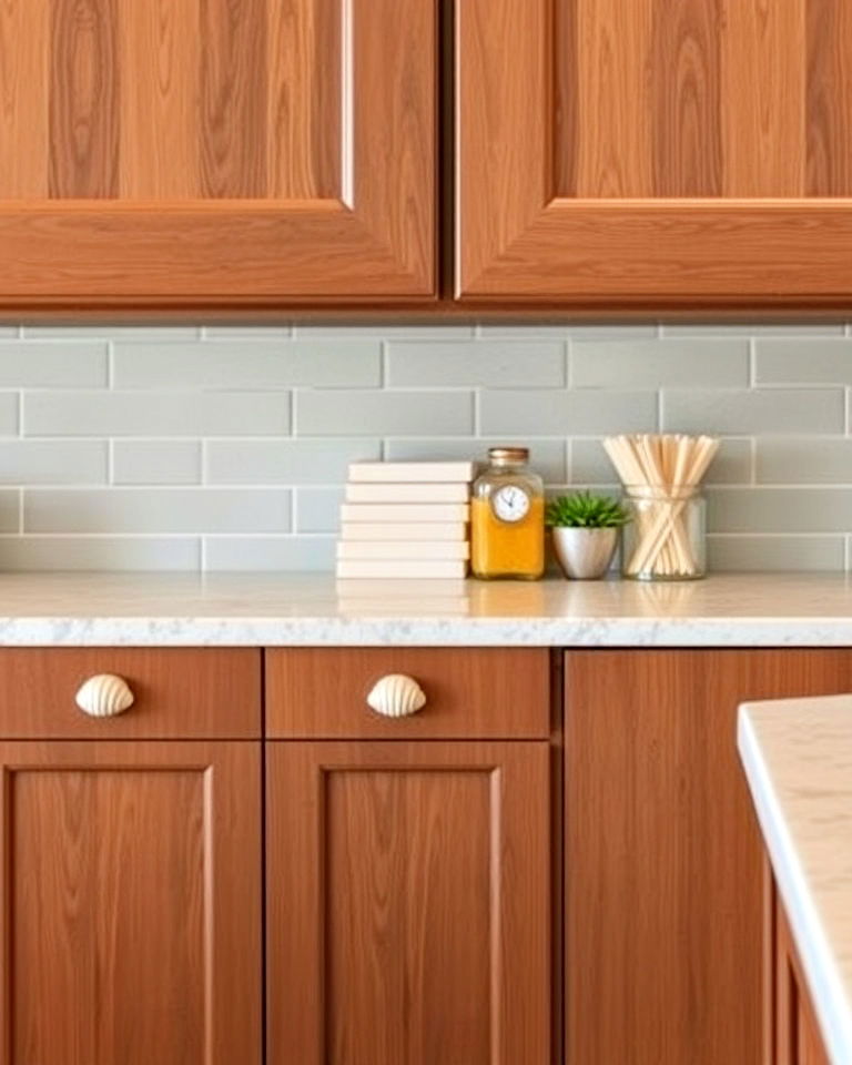 coastal vibe shell shaped handles - 40 Kitchen Cabinet Hardware Ideas