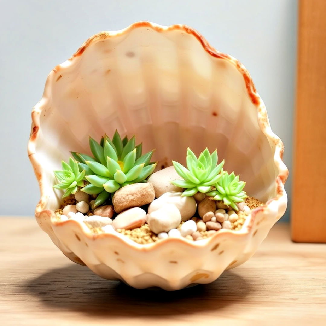 coastal vibe shell terrarium - 40 Terrarium Ideas