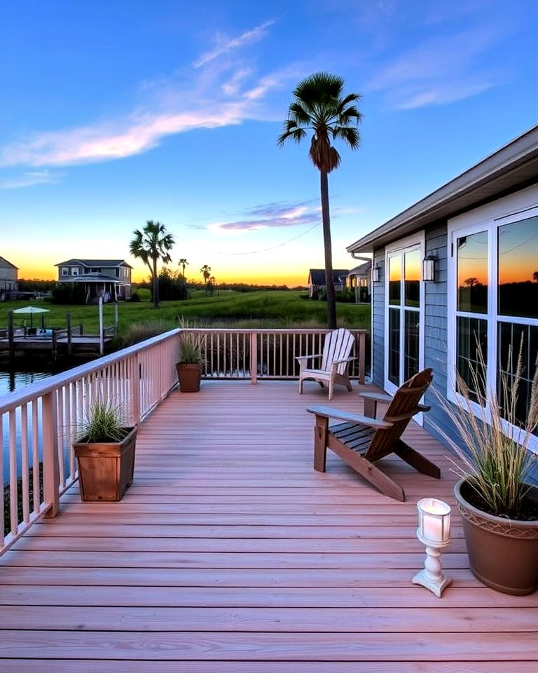 coastal vibe waterfront inspired decking - 30 Florida Backyard Ideas