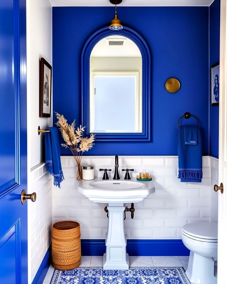 cobalt blue accents for powder room - 20 Blue Powder Room Ideas