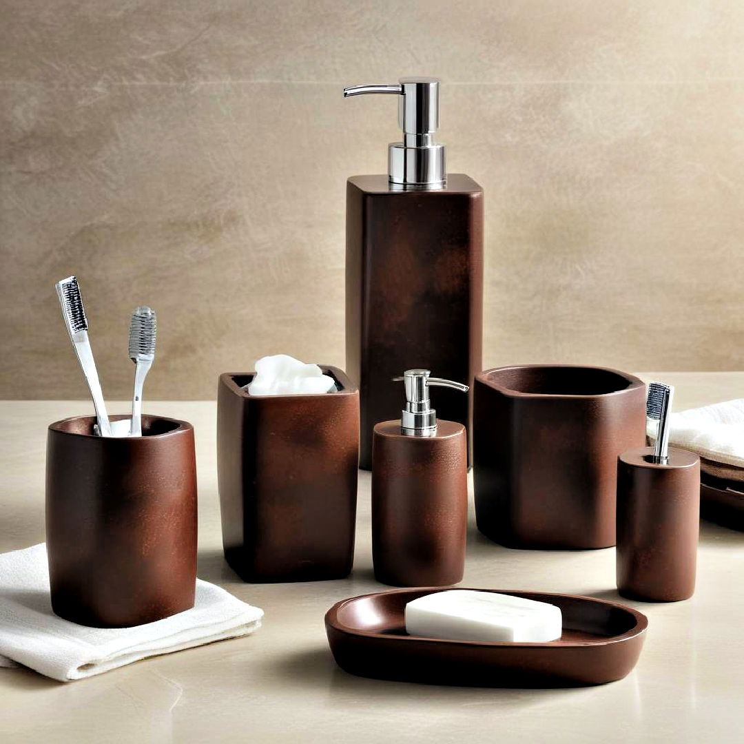 cocoa bath accessories for brown bathroom - 25 Brown Bathroom Ideas