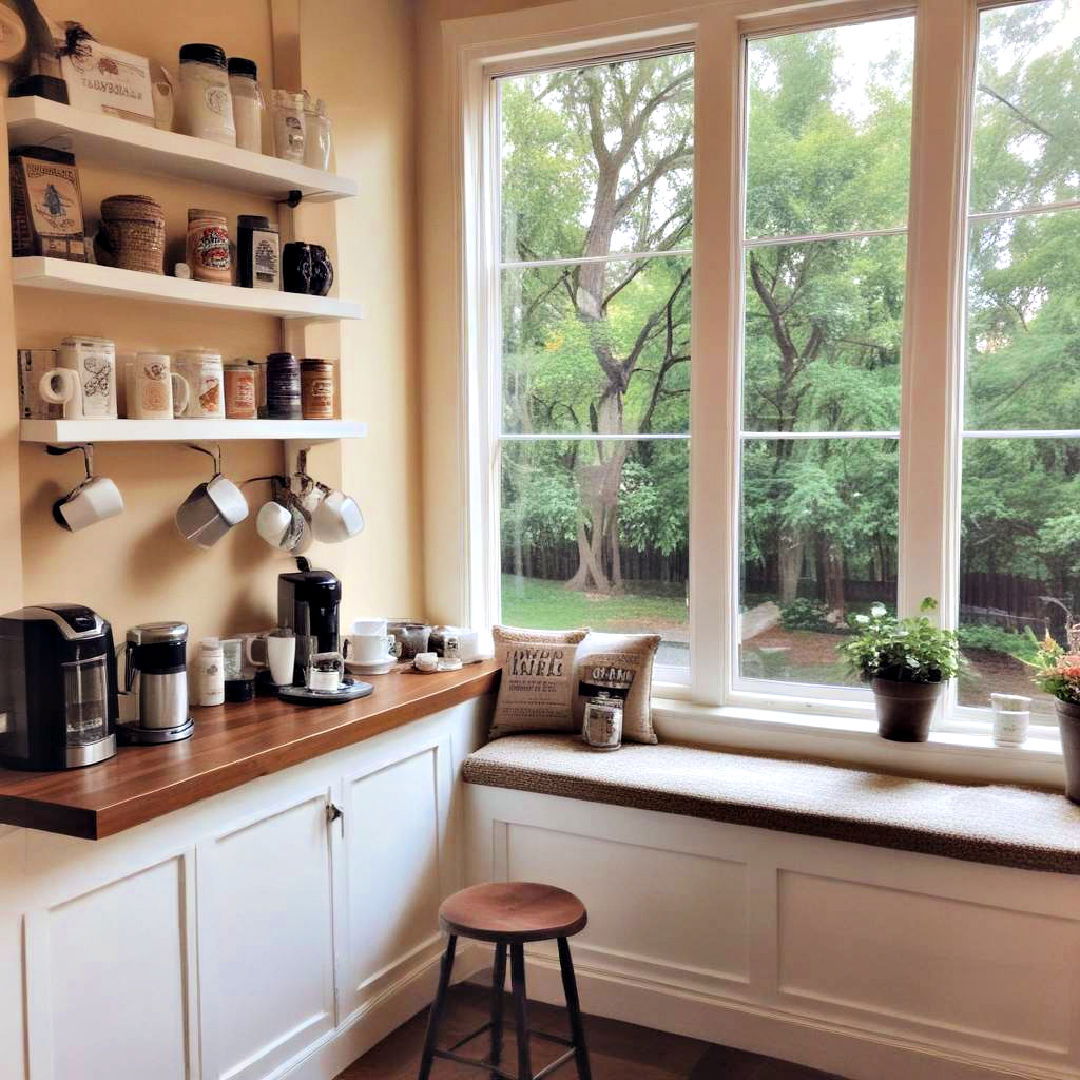 coffee bar with window seat - 40 Window Seat Ideas