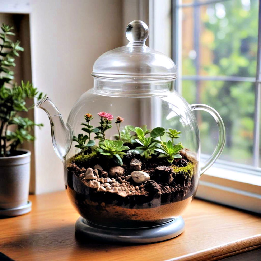 coffee pot terrarium - 40 Terrarium Ideas