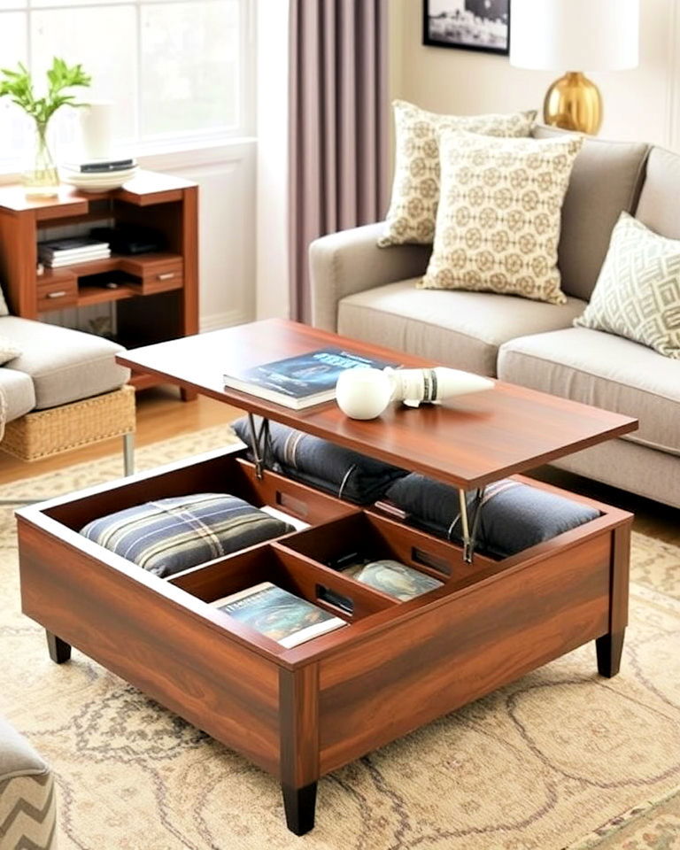 coffee table with built in storage - 30 Living Room Storage Ideas