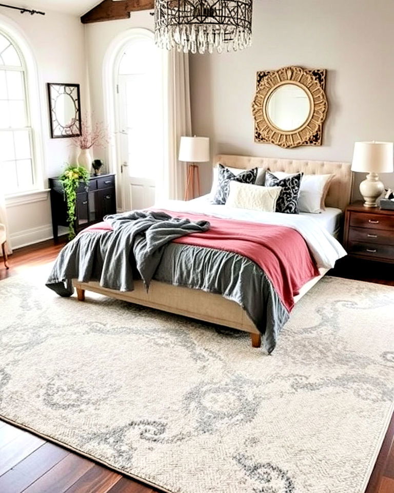 cohesive oversized area rug - 30 Bedroom Rug Ideas