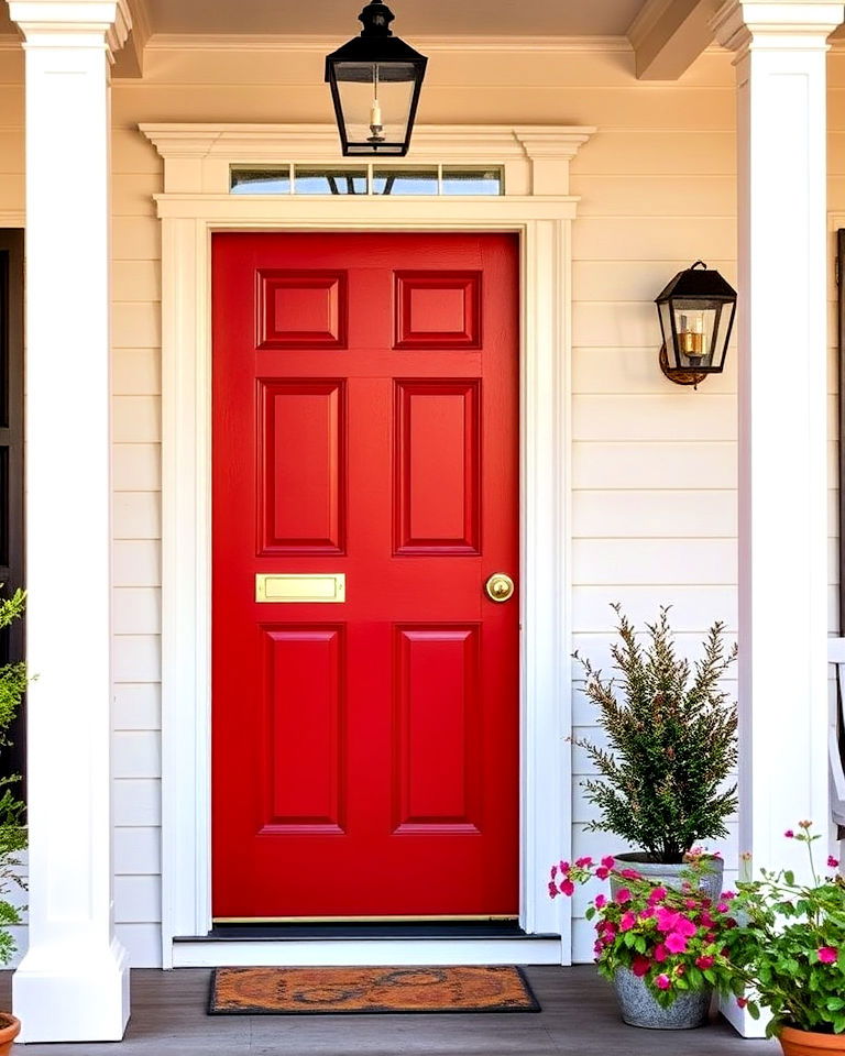 colonial crossbars for solid red front door - 20 Colonial Front Door Ideas