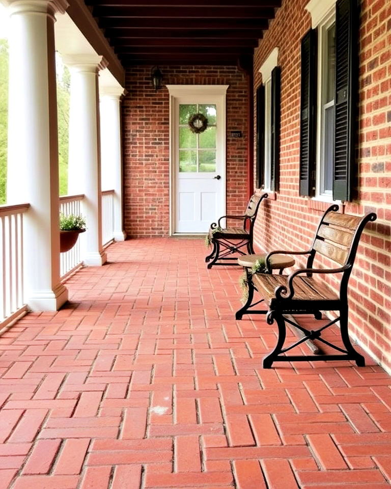 colonial inspired brick porch flooring - 30 Colonial Front Porch Ideas