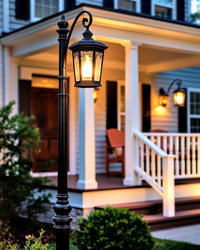 colonial lantern post for garden lighting - 30 Colonial Front Porch Ideas