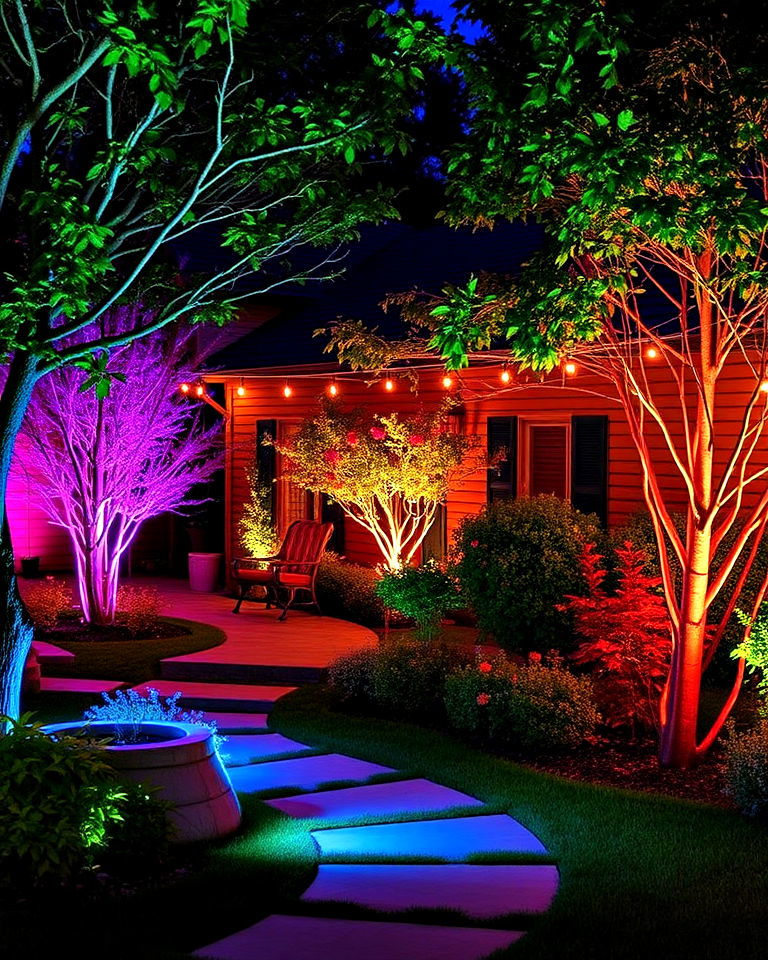 color changing led lights for garden - 40 Garden Lighting Ideas
