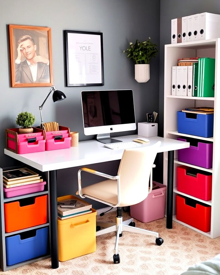 color coded organization system - 40 Bedroom Office Ideas