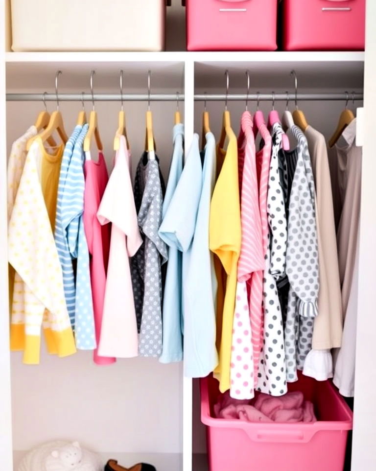 color coded sections for nursery closet - 25 Nursery Closet Ideas