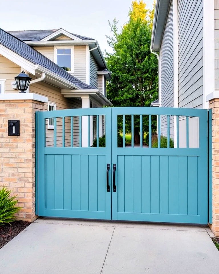 color coordinated gate for cohesive aesthetic - 30 Sliding Gate Design Ideas