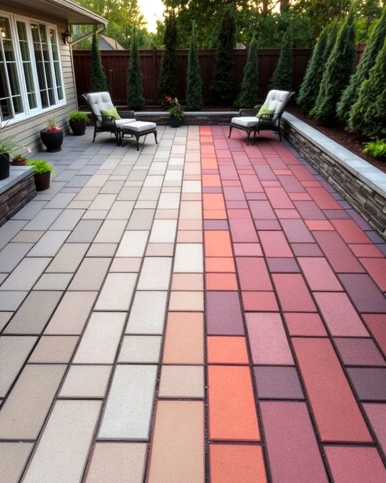 color gradient layout for paver patio - 40 Paver Patio Ideas
